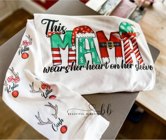 Custom Christmas Heart on Sleeve Crewneck