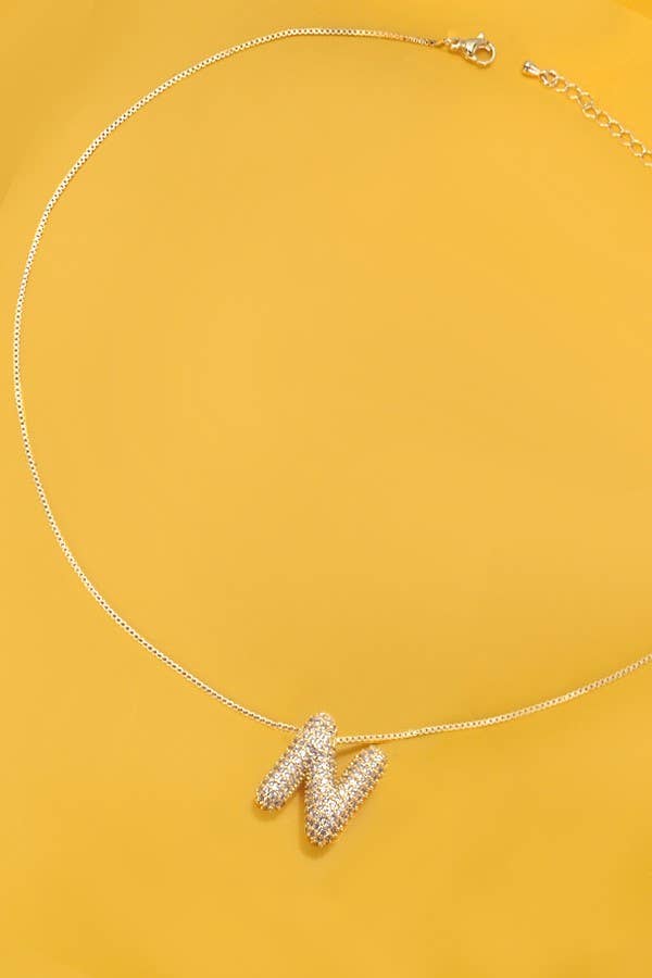 Initial Rhinestone Bubble Necklace