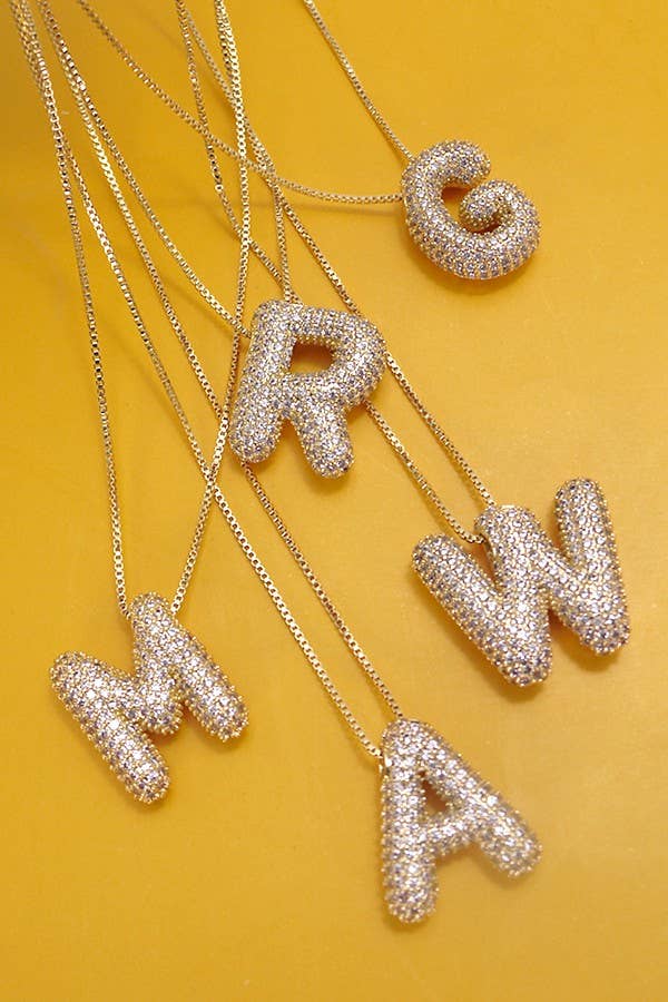 Initial Rhinestone Bubble Necklace