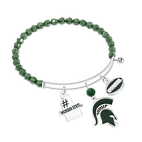 NCAA Michigan State Spartans Three Charm Logo Bead Bracelet