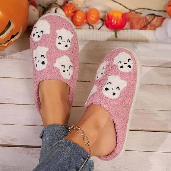 Halloween Pink Ghost Slippers