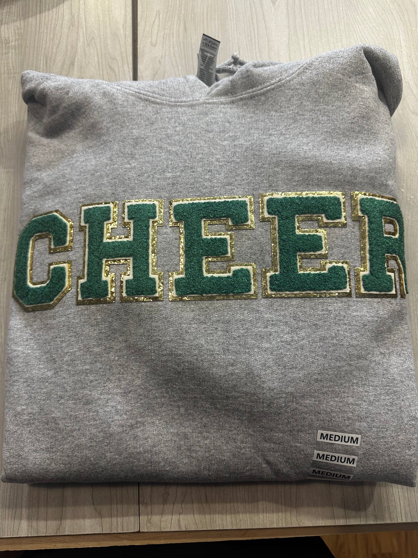 Cheer Chenille Patch - Green and Gold