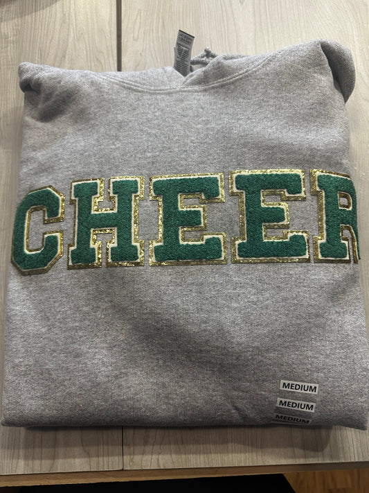Cheer Chenille Patch - Green and Gold