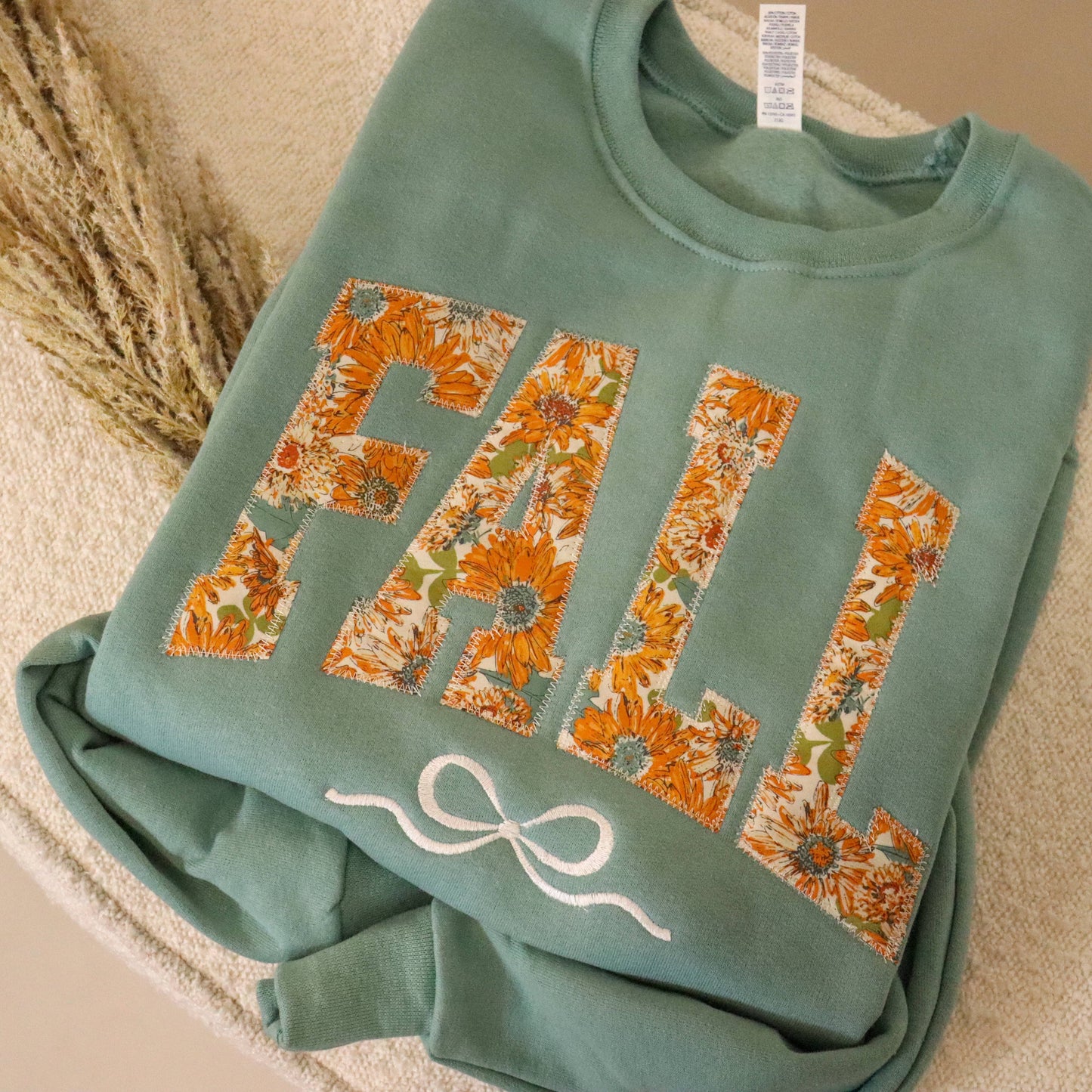 Sage Pumpkin Fall Bow Coquette Sweatshirt