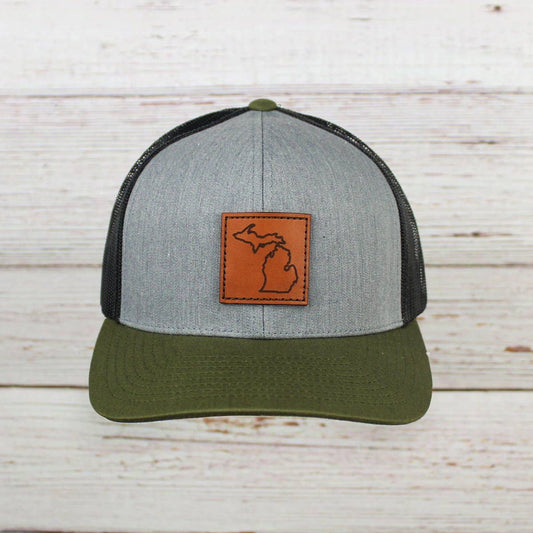Leather Michigan Trucker Hat