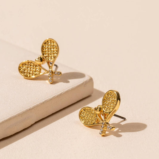 Tennis 18K Gold Dip Stud Earrings