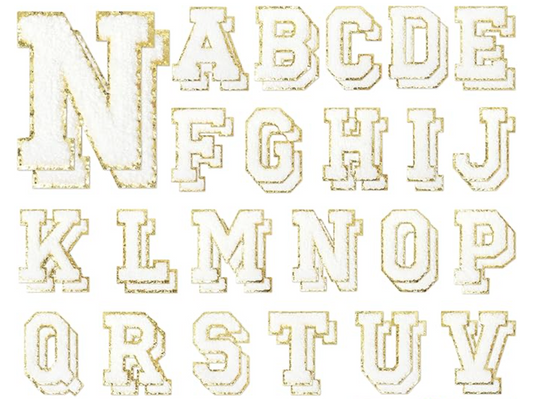 Small Ivory/Gold Letter Patches