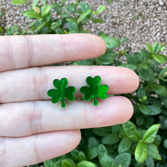 Mirror Shamrock Studs