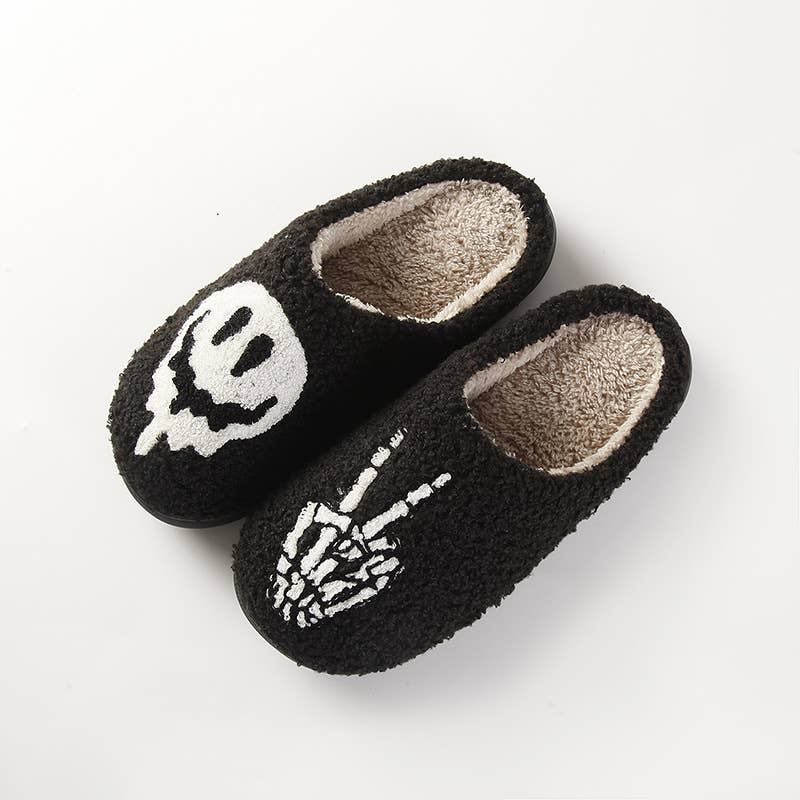 Drippy Smiley and Skellie Peace Slippers