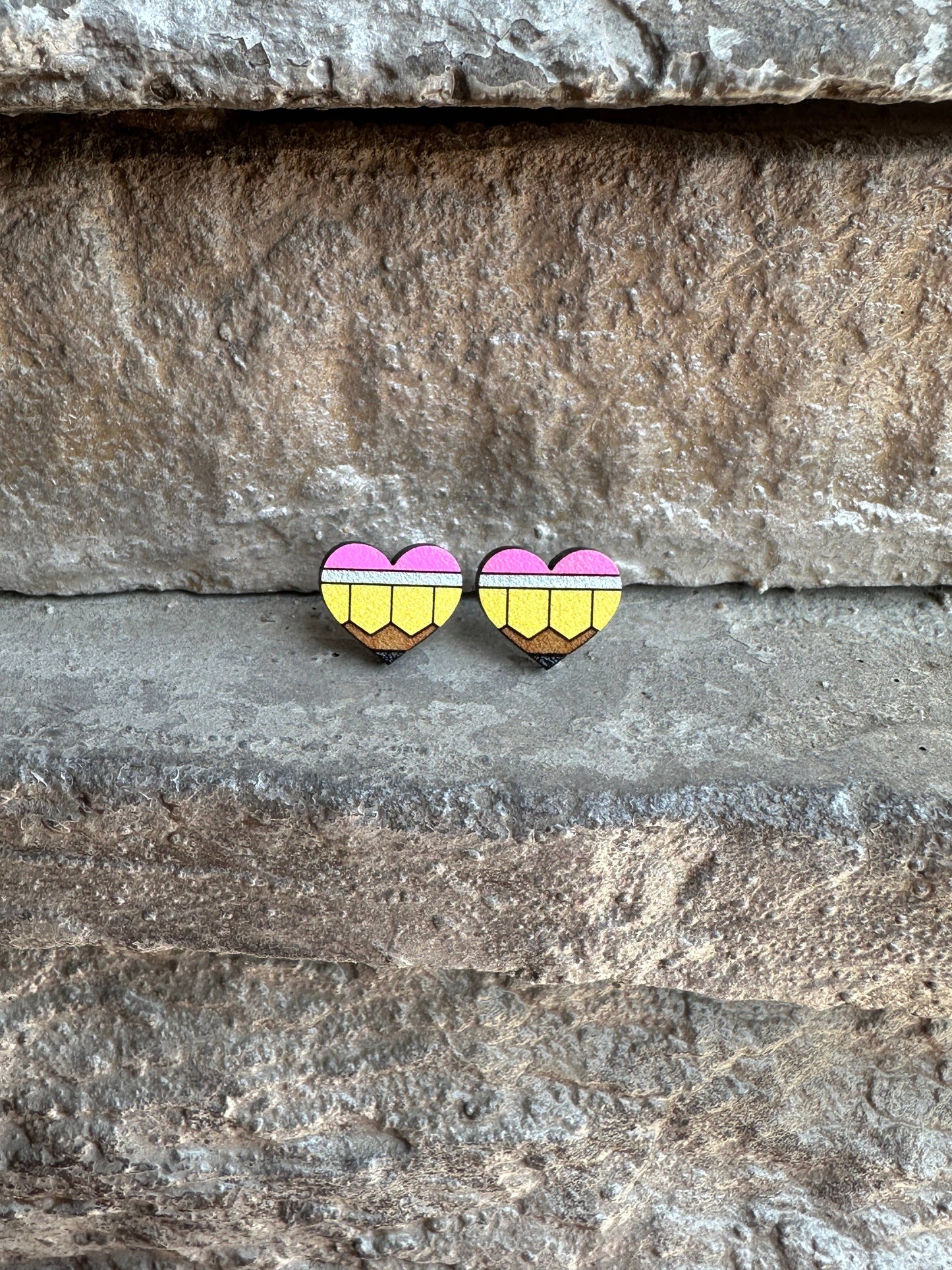 Pencil Heart Teacher Earrings