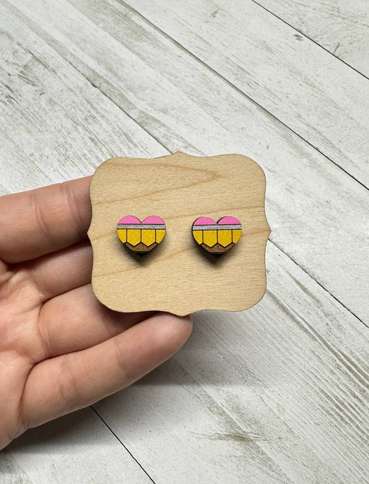 Pencil Heart Teacher Earrings