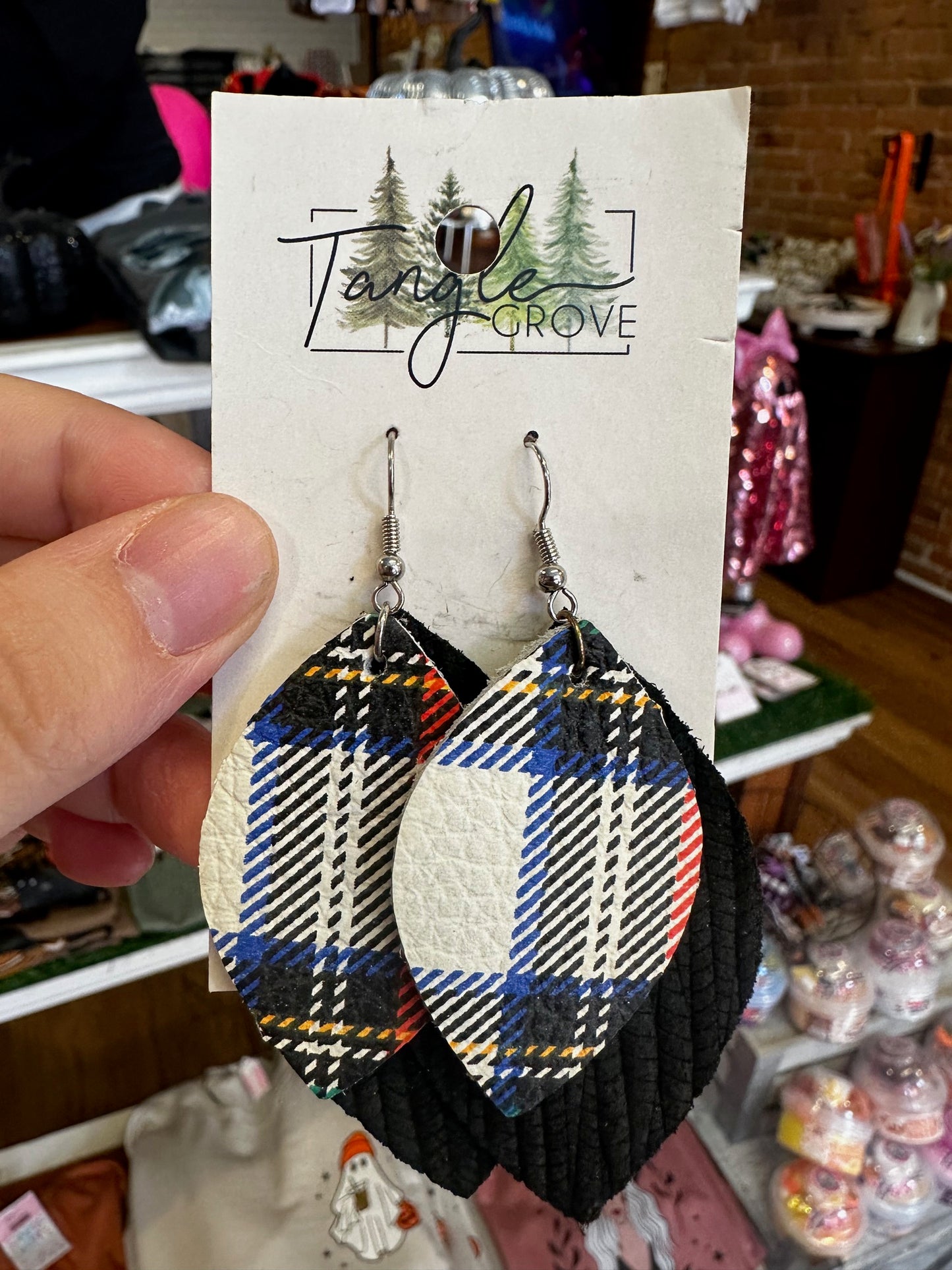 Clearance Layered Plaid Earrings