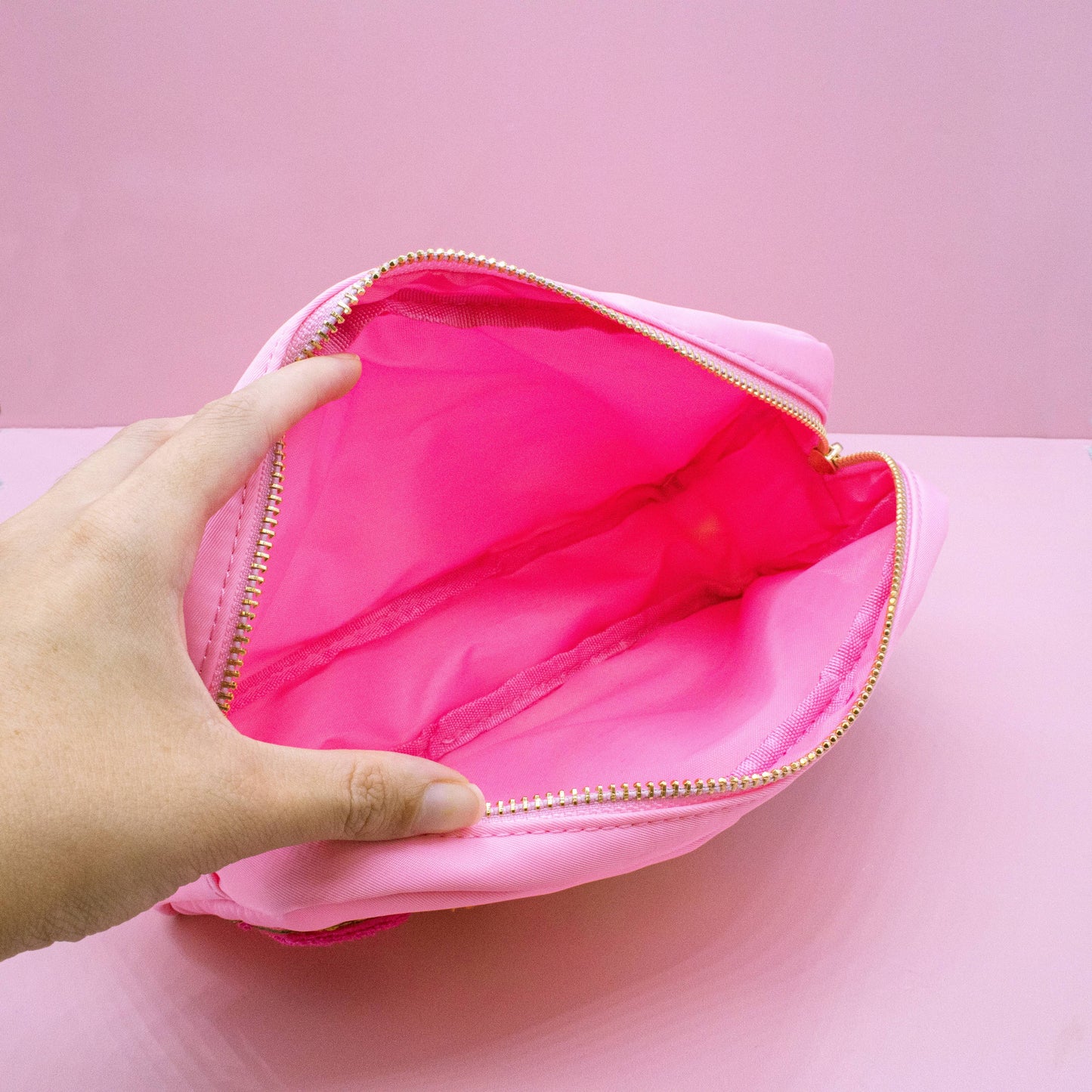 Blank Letter Bag Pouch, Sublimation Pink Nylon Travel Makeup