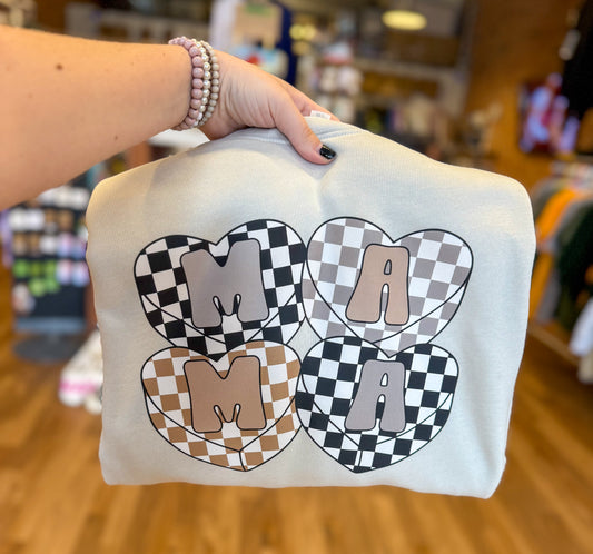 Mama Checkered Hearts