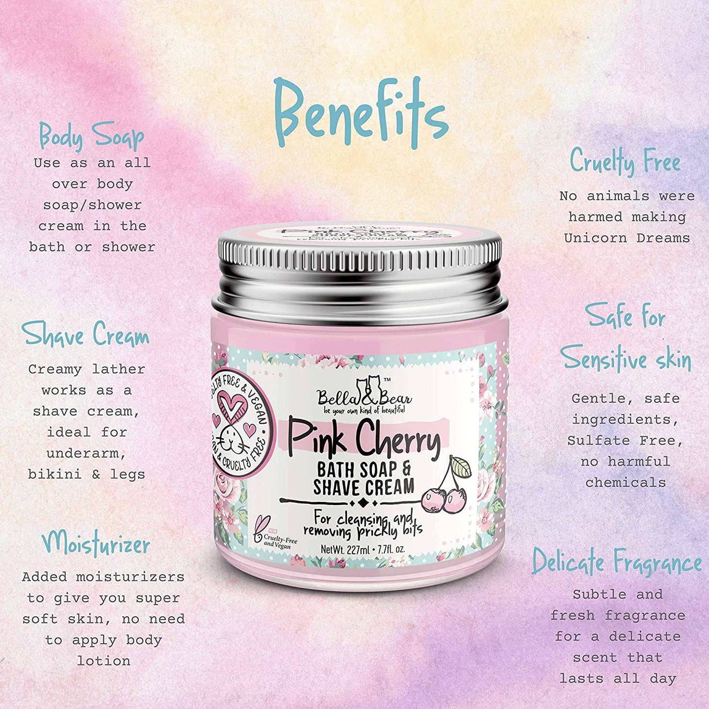 Pink Cherry Whipped Bath Soap & Shave Cream | Body Wash