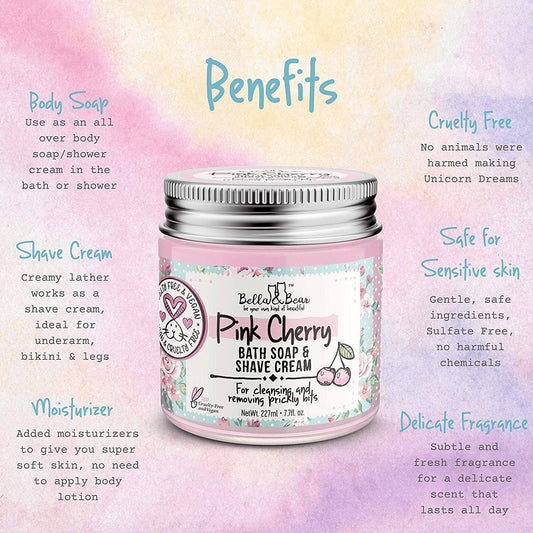 Pink Cherry Whipped Bath Soap & Shave Cream | Body Wash