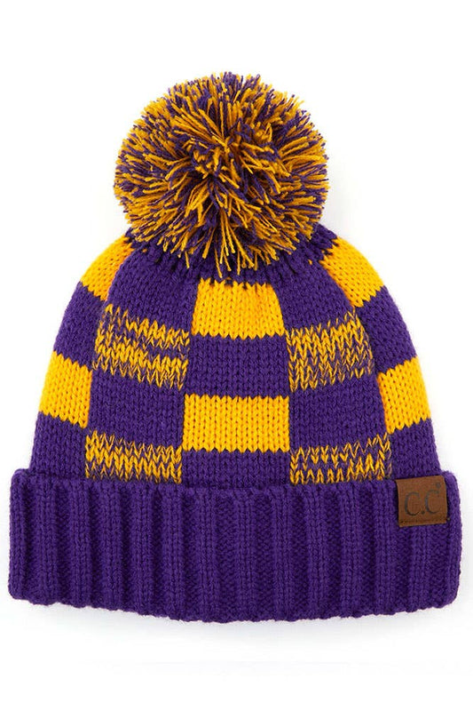 C.C Buffalo Check Team Beanie Purple/Gold