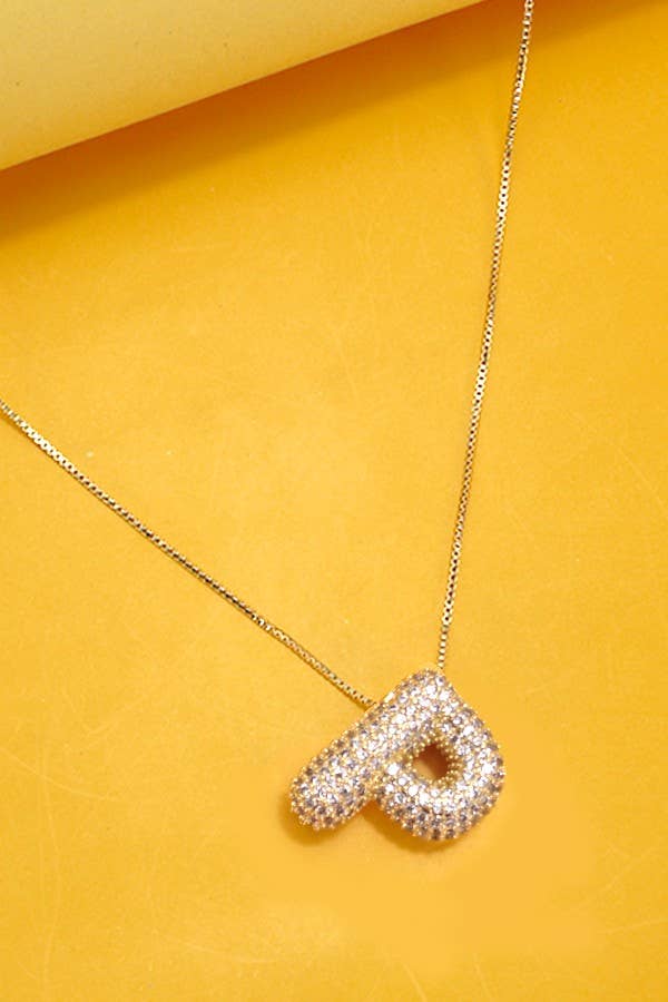 Initial Rhinestone Bubble Necklace