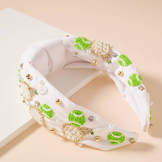 Tennis Rocket & Ball Beaded Headband