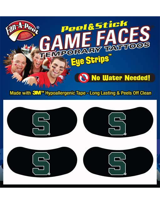 Michigan State Game Faces® Eye Strips Temporary Tattoos