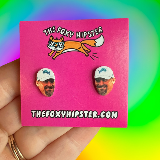 Dan Campbell Coach Detroit Lions Stud Earrings