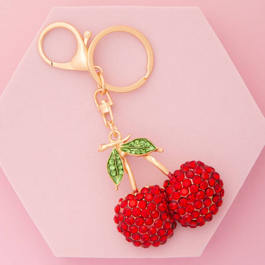 Rhinestone Cherry Keychain (Large)