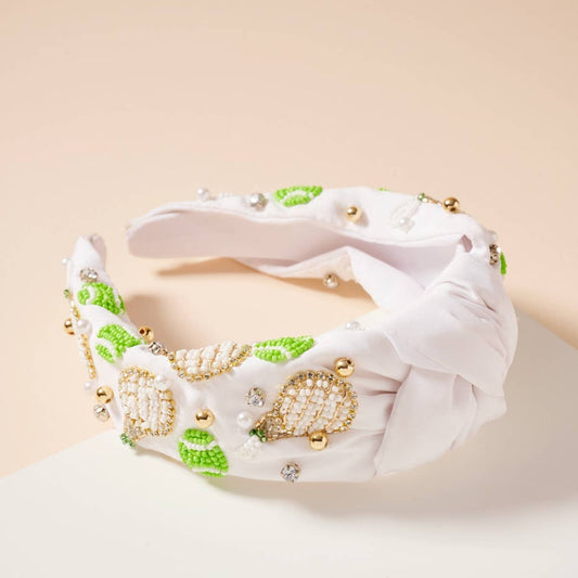 Tennis Rocket & Ball Beaded Headband