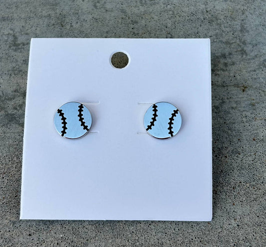Baseball or Softball Stud Earrings in Gold or Silver