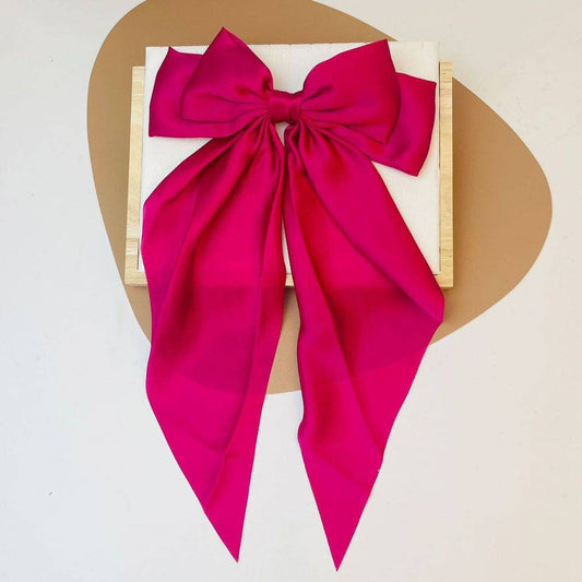 Silky Large Bow - Hot Pink