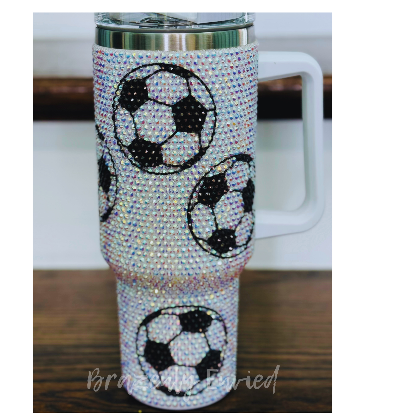 40 Ounce Rhinestone Soccer Tumbler