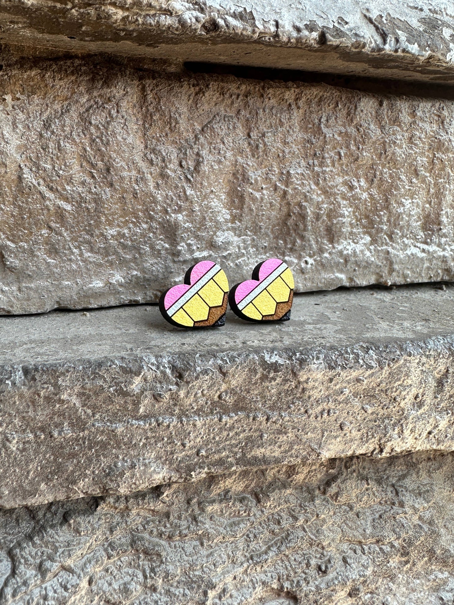 Pencil Heart Teacher Earrings