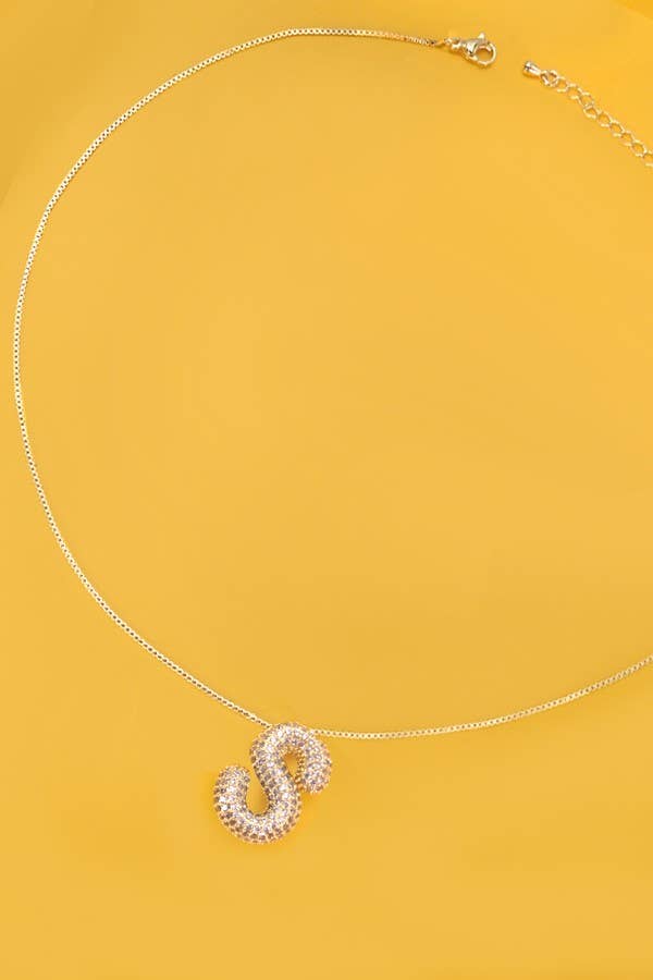 Initial Rhinestone Bubble Necklace