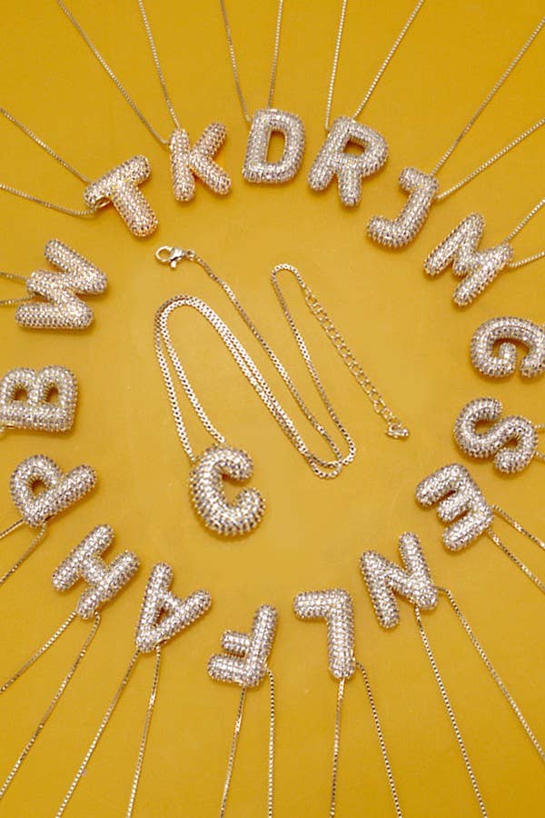 Initial Rhinestone Bubble Necklace