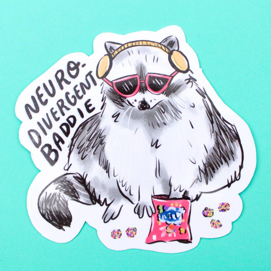 Neurodivergent Raccoon Vinyl Sticker