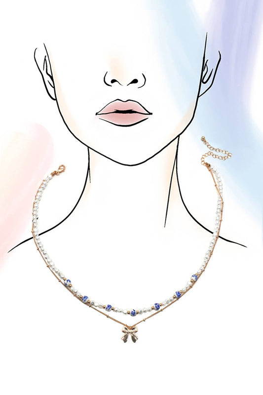 Porcelain Pearl Bow Necklace