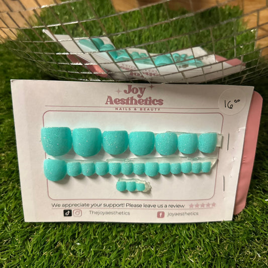 Light Blue Sparkle Toe Nails