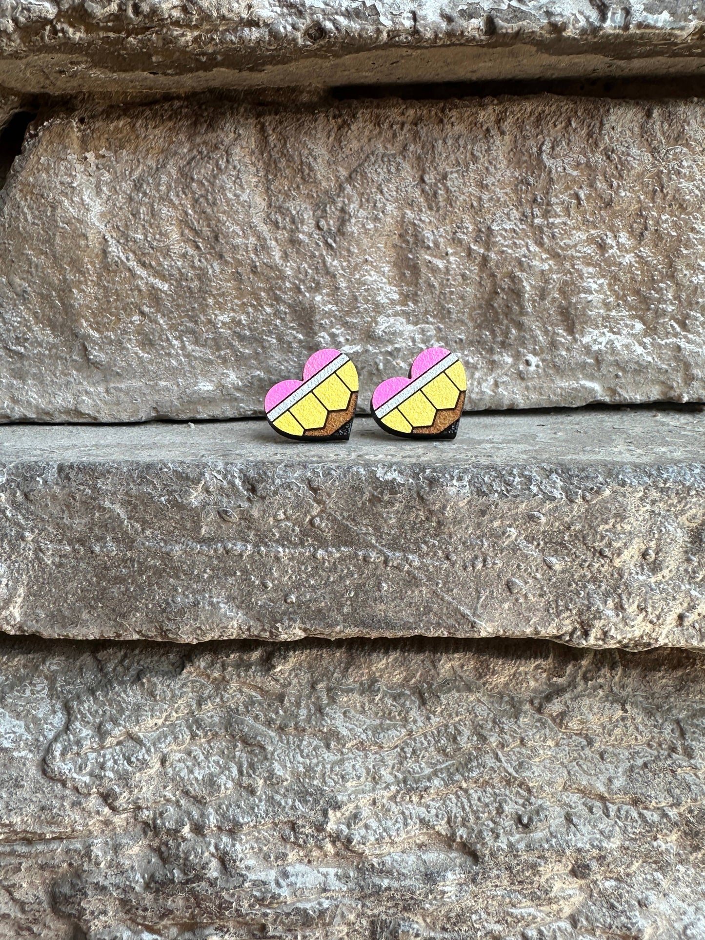 Pencil Heart Teacher Earrings