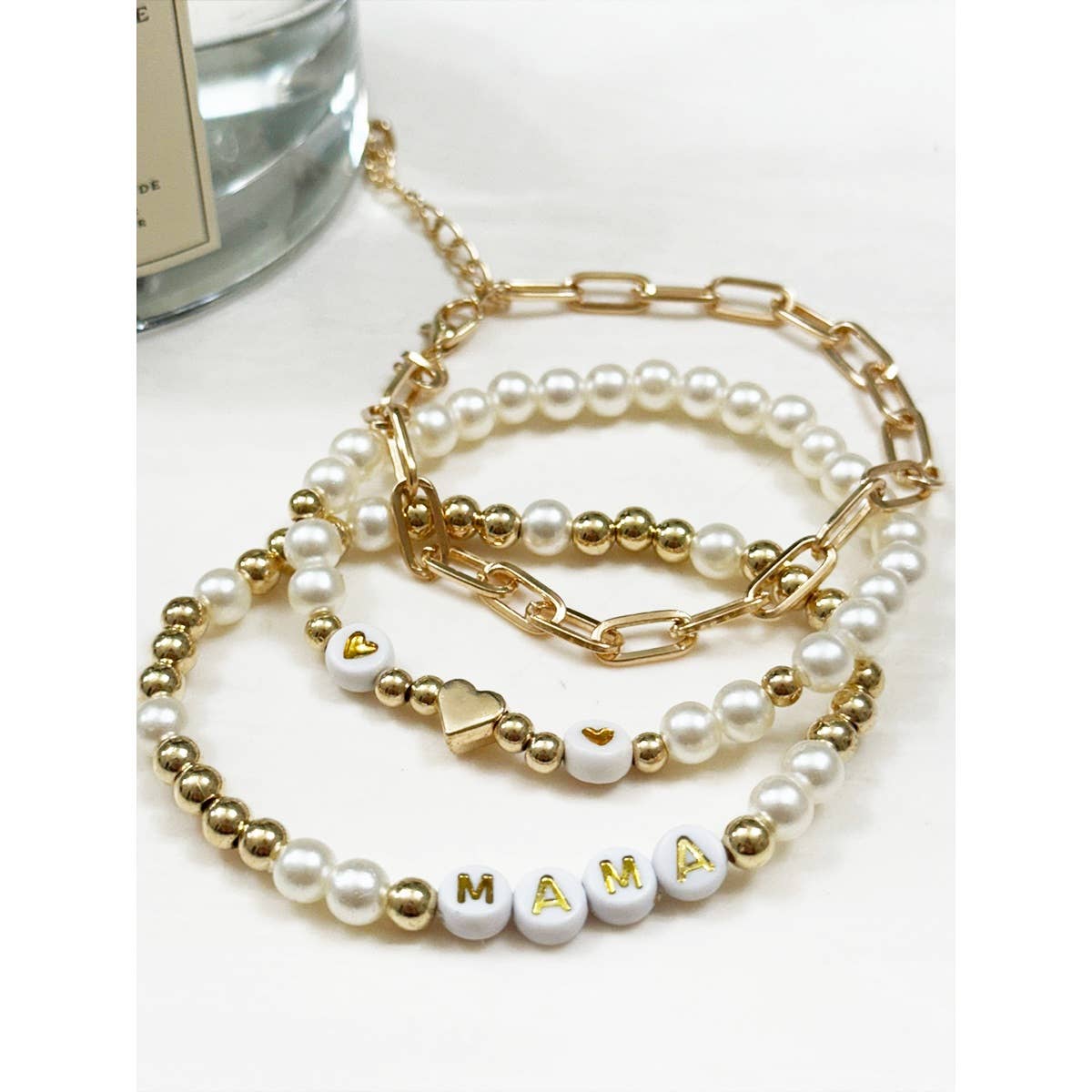 Mama Gold and Pearl Bracelet