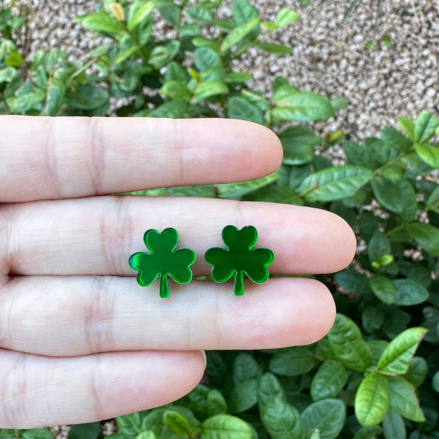 Mirror Shamrock Studs