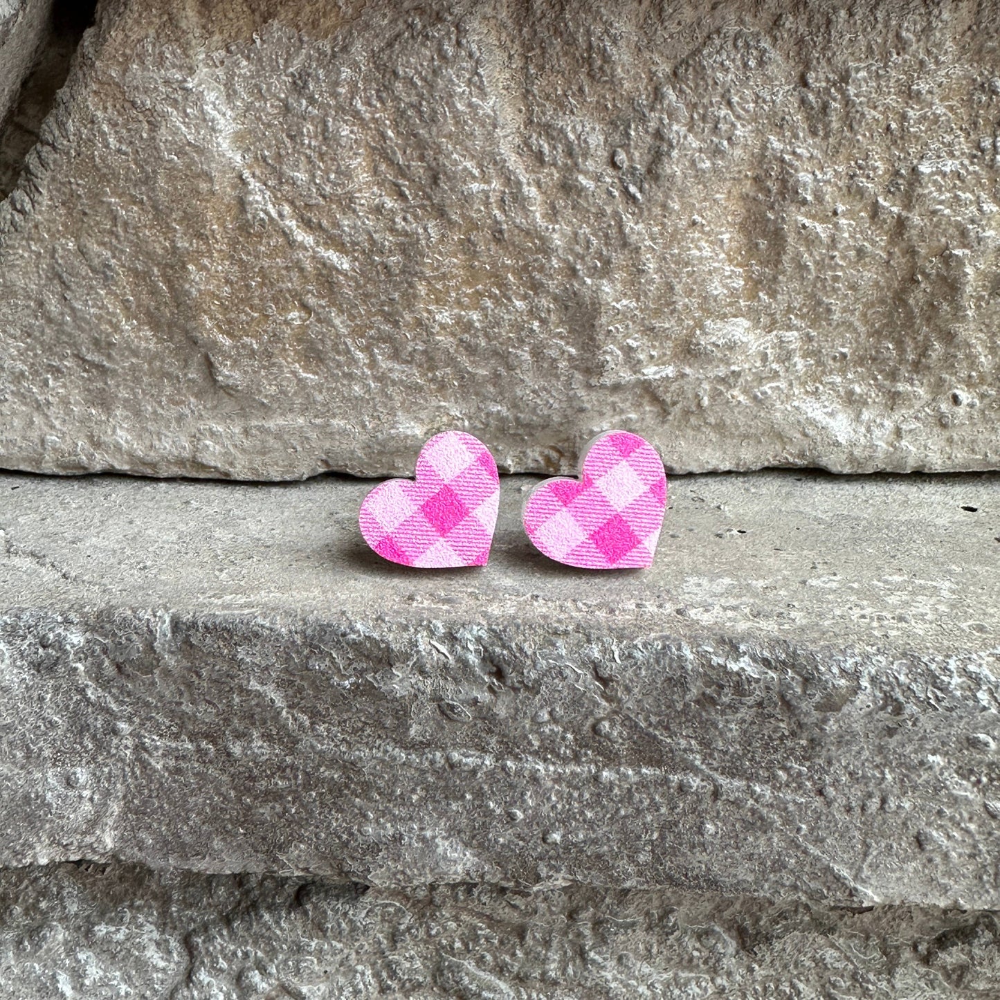 Plaid Heart Earrings