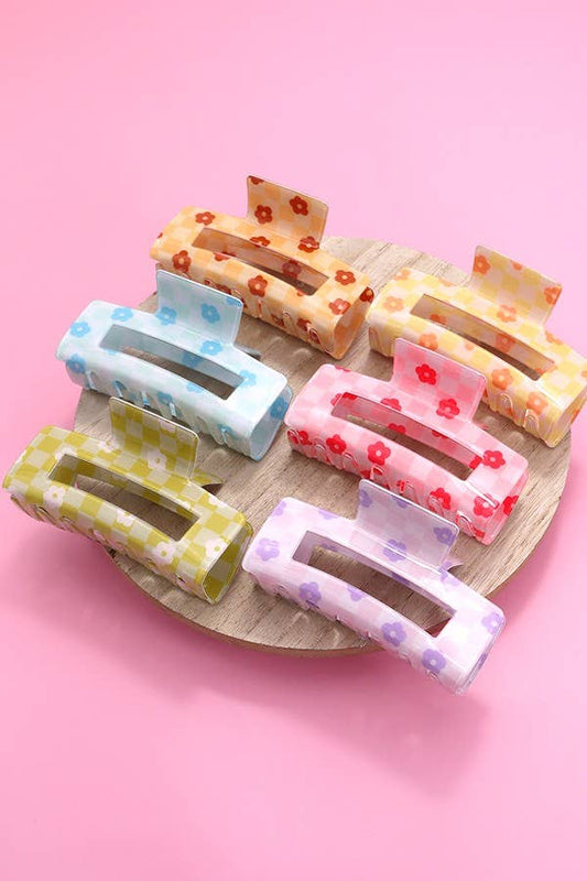 Daisy Checkered Claw Clip