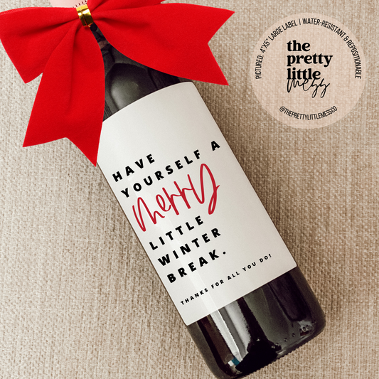 Merry Winter Break Wine Label