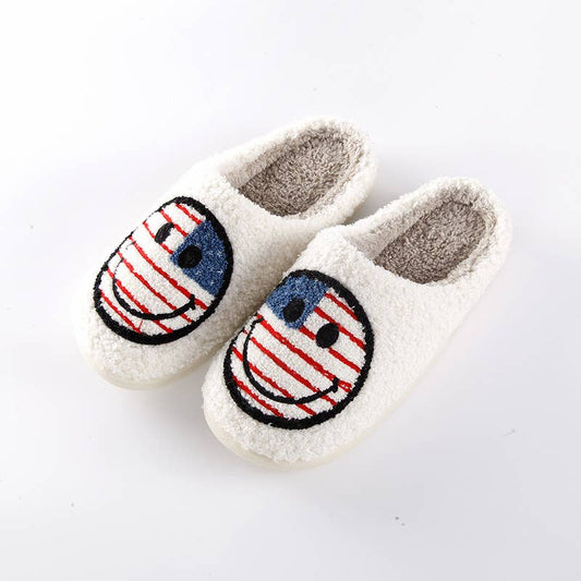 4th of July Smiley Slippers