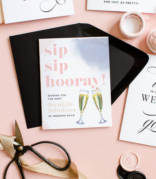 Sip Sip Hooray Wedding Card