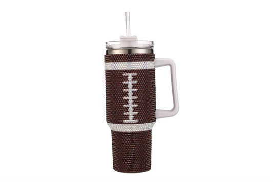 Football Rhinestone Tumbler