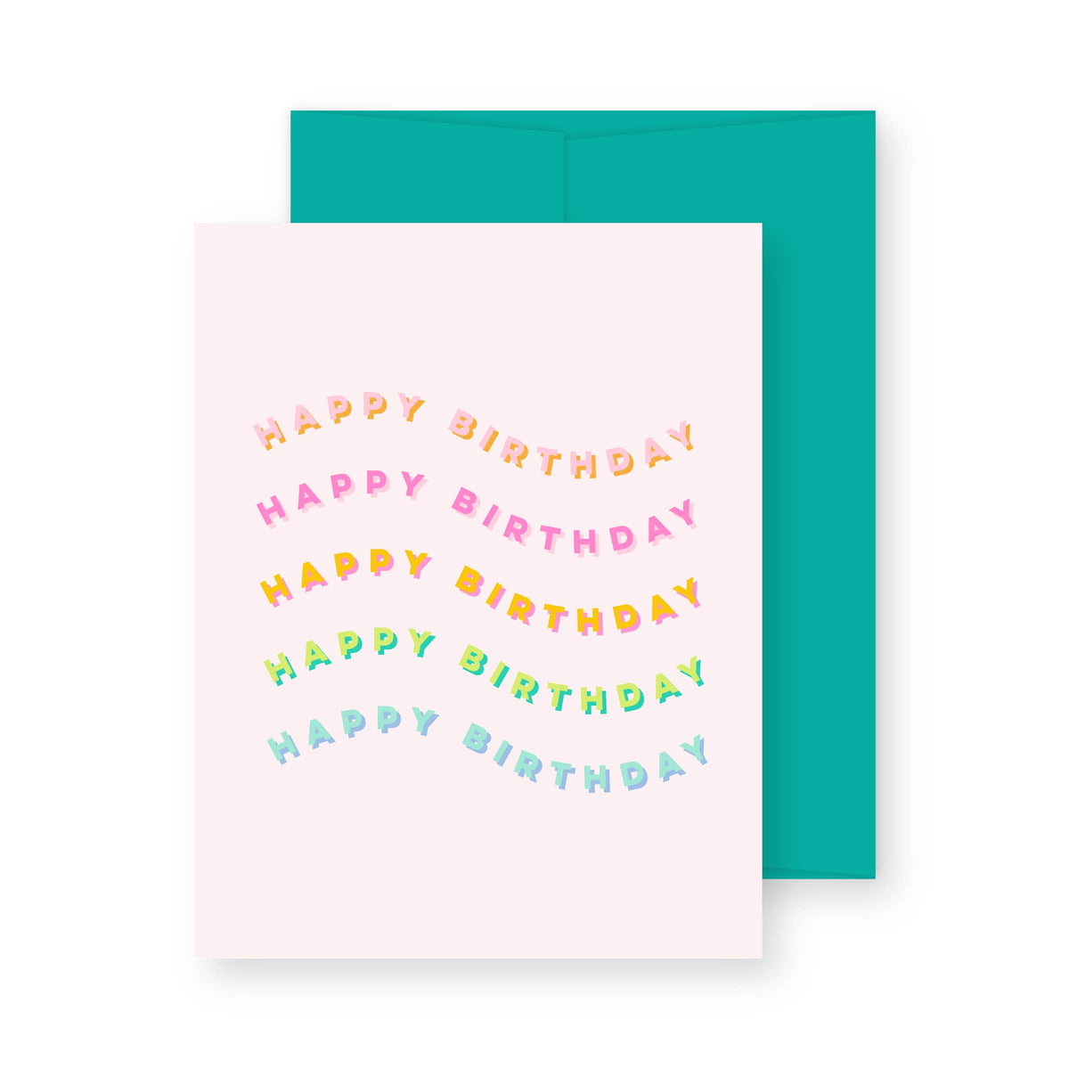 Happy Birthday Waves Blush Greeting Card