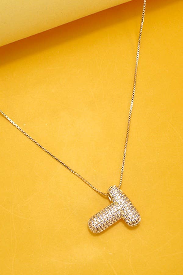 Initial Rhinestone Bubble Necklace