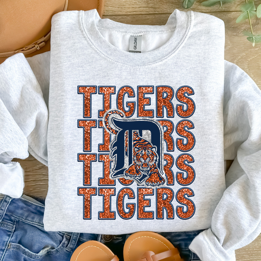 Faux Embroidery Tigers