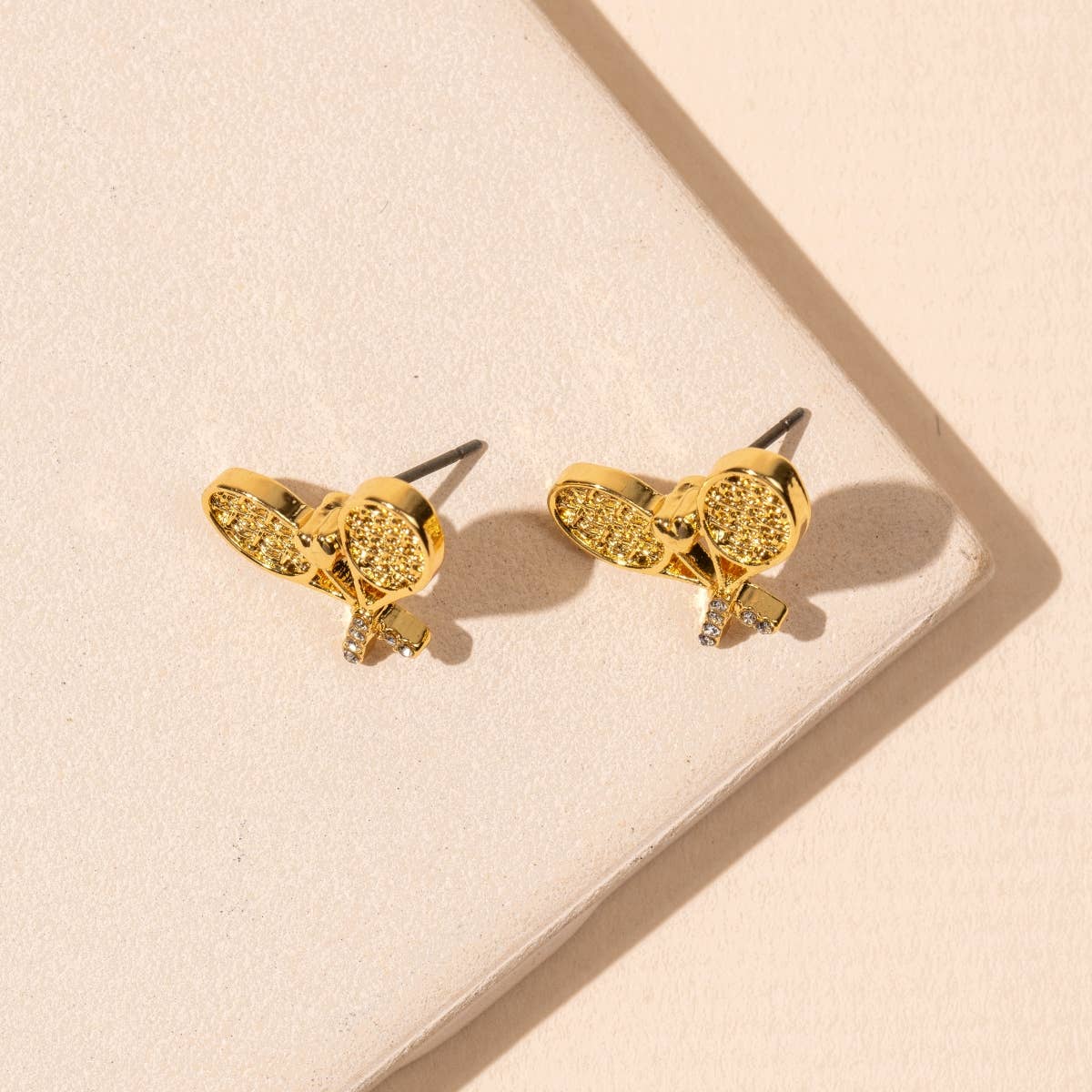 Tennis 18K Gold Dip Stud Earrings