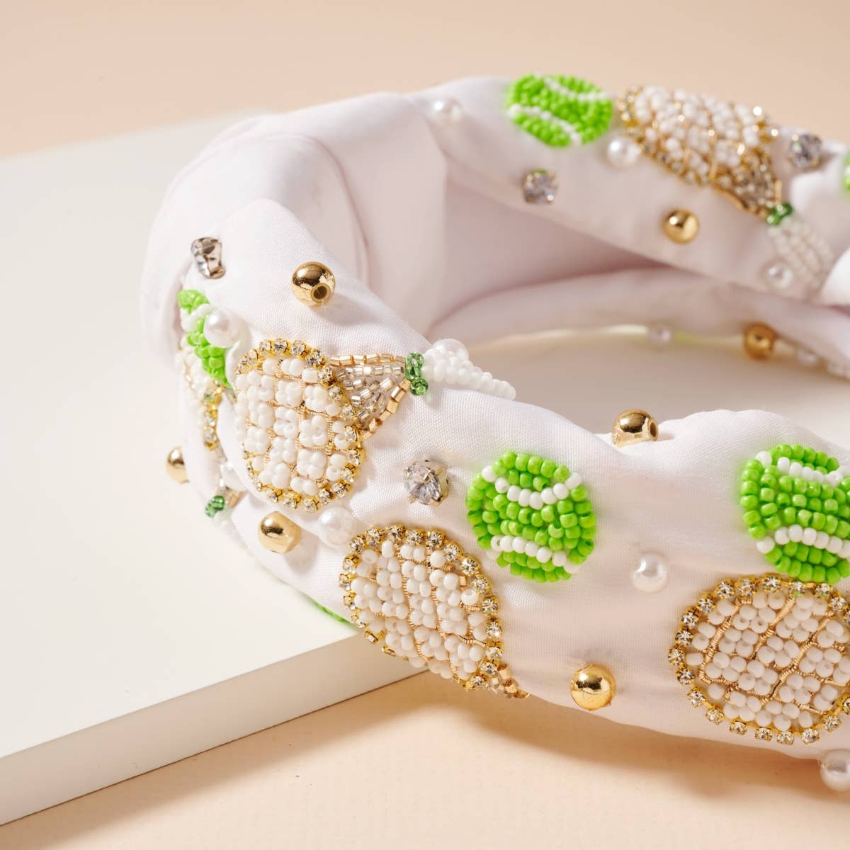 Tennis Rocket & Ball Beaded Headband